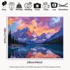 2D Sunset Mountain Lake 2D Backdrop, Landscape Decor