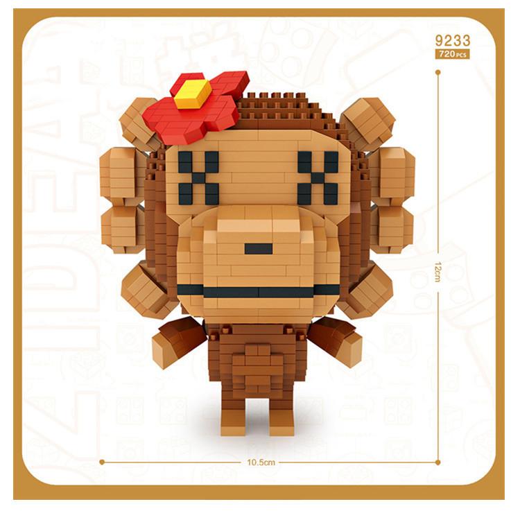 Lovely Cartoon Figures Fashion Brand Baby Monkey Micro Diamond Block Assemble Model Toys Milo Nanobricks Building Brick For Gift