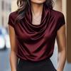 New Style Women's Swing Collar Draping Short-Sleeve Casual Versatile Top