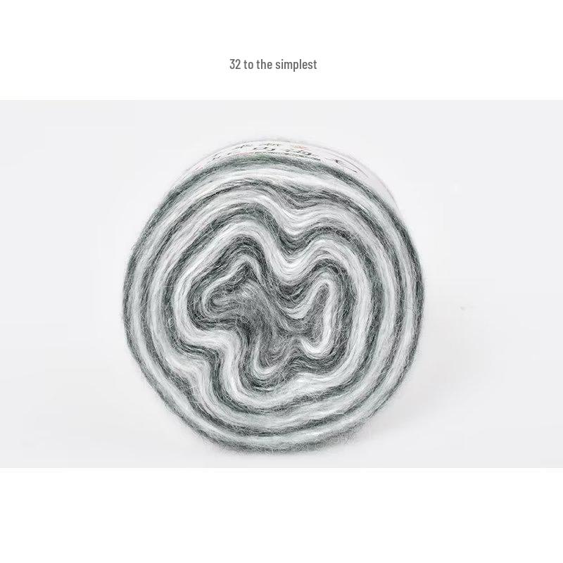 Hand-Dyed Gradient Rainbow Mohair Yarn - Fluffy, Soft, and Perfect for Knitting and DIY Projects.