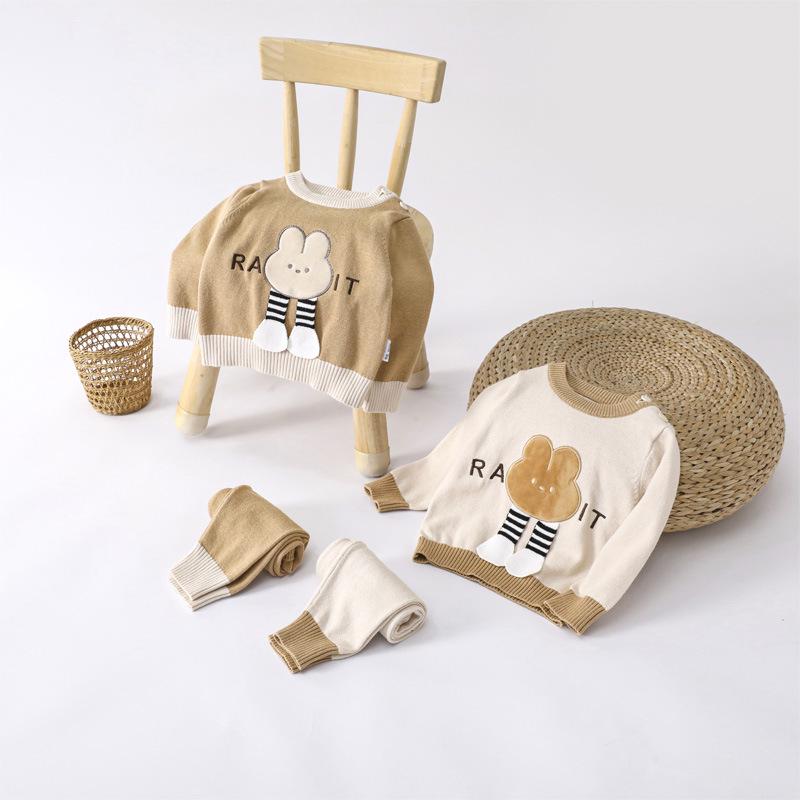 Spring & Autumn Knit Sweater Set - Girls' Fashionable Infant Outfit, 2025 New