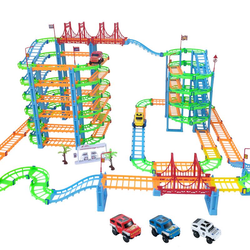 Seven-Layer Electric Train Track Toy: Educational Racing Car Assembly for Kids - Perfect Gift for Boys with Level-Crossing Feature