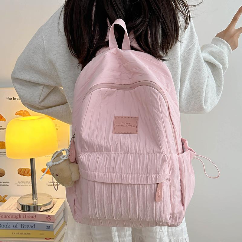 Schoolbag Solid Color Backpack 1011 New Junior High School Girls High School College Students School Bag Women Travel Lightweight Small Backpack
