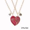 2 Stück/Set Beste Freunde Anhänger Halskette Für Frau Magnetisch Verstellbar Regenbogen Gänseblümchen Liebhaber Zerbrochenes Herz Kette BFF Schmuck Geschenke