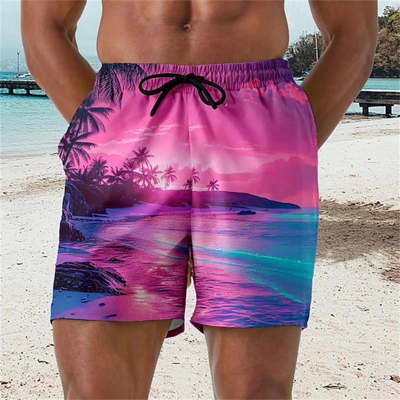 Summer Hawaiian Beach Shorts For Men 3D Printed Coconut Trees Graphic Swimming Trunks Women 2025 New Fashion Board Shorts Pant