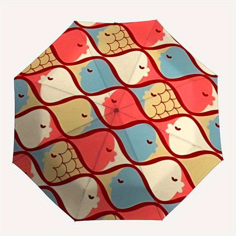 1pc Fish Pattern Automatic Open 8-Rib Windproof Umbrella, Travel & Commuting, Suitable for All Seasons