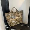 Duża torba tote dla kobiet, letnia modna w kolorze różowym z panterką, zamykana na zamek błyskawiczny, wytrzymała modna torebka
