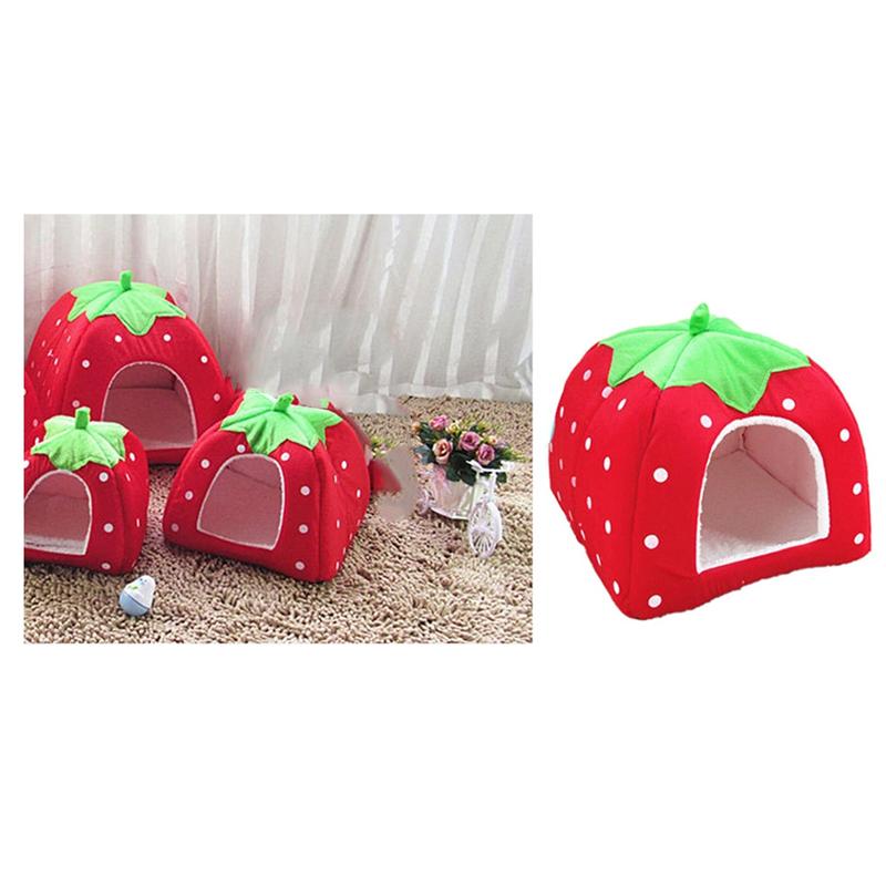 Good-Dog Kennel Dog Fashion Mat Basket Soft Strawberry Pet Dog Cat House Pet Tent Dog House Small Dog Kitten Bed Cat House