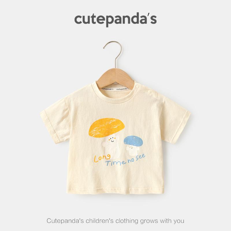 

Одежда для малышей, повседневные футболки с короткими рукавами, летняя одежда для мальчиков и девочек, детские летние топы с половиной рукавов 120cm