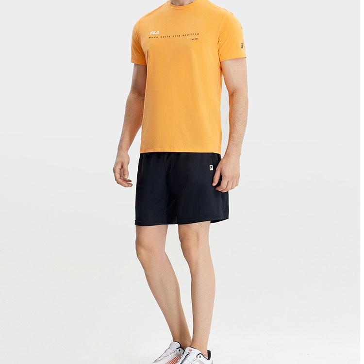 Fila SS23 Brand Logo Print Straight Leg High Elastic Mid Rise Fitted Minimalist Casual Shorts Men Shorts Deep-Black A11M321617FBK