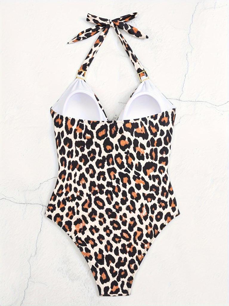 2025 New Cross-Halter Printed Bikini - European & American Sexy One-Piece Swimsuit for Women