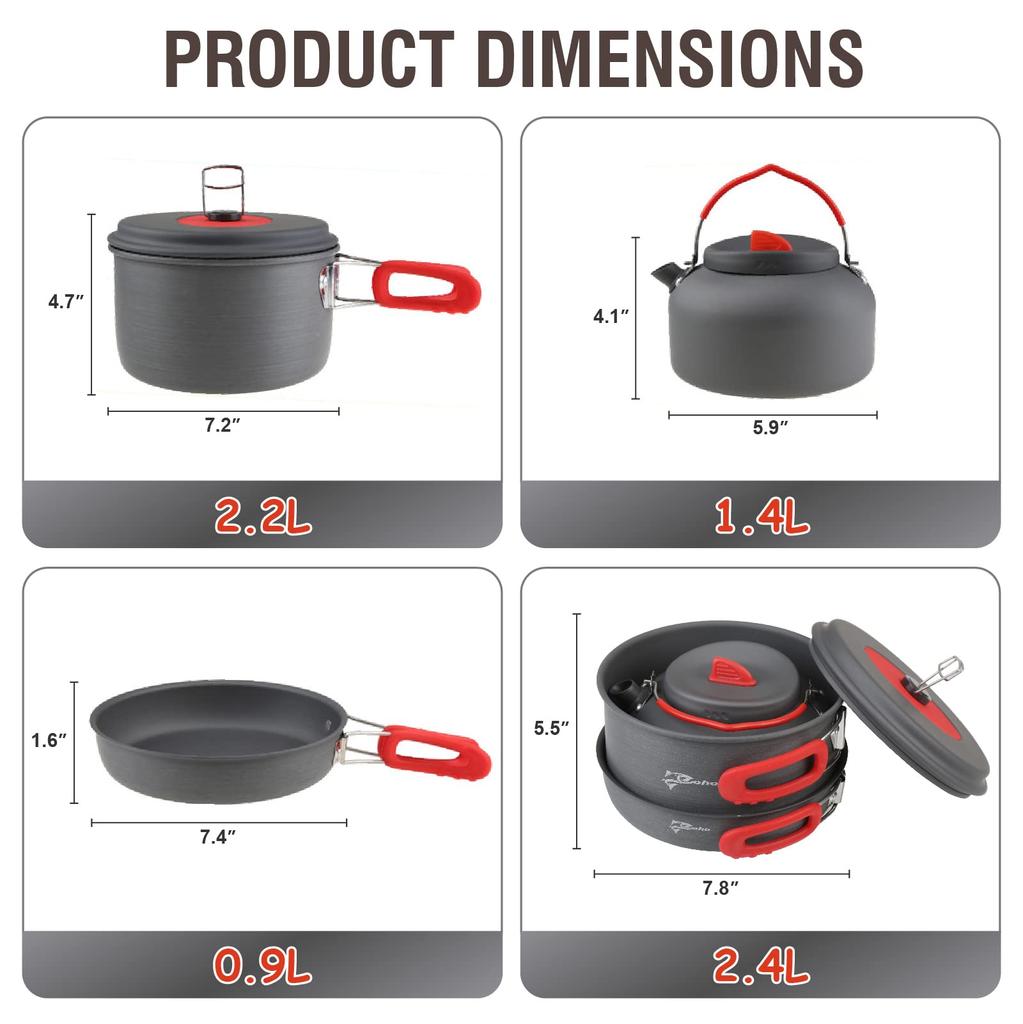 Coho Camping Cookware Set Camping Aluminum Cookware Set