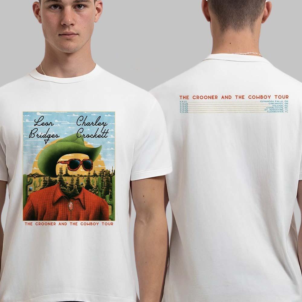 

Leon Bridges And Charley Crockett The Crooner And The Cowboy Tour 2025 T-Shirt XL