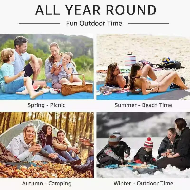 Foldable Waterproof Beach Mat Outdoor Camping Picnic Blanket Lightweight Portable with Carry Bag for Sand Grass Floor