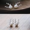 S925 Sterling Silver Pearl Reindeer Antler Stud Earrings – Temperamental Personality I Deer Have You Christmas Gift