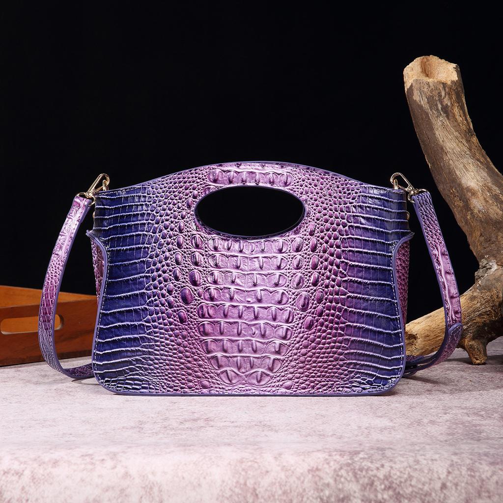 PU Leather Shoulder Bag Women Handbag Luxury Designer Gradient Color Retro Crossbody Shell Bag Handbag Wallet with Crocodile Pattern Tote Bag
