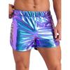 Herren Metallic Hot Pants Slim Fit Booty Shorts Seitentaschen für Yoga Nachtclub Events