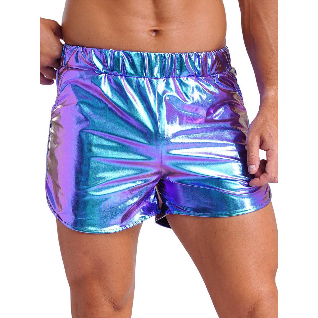Pánské metalické horké kalhotky Slim Fit šortky na zadek Boční kapsy na jógu Klubové akce
