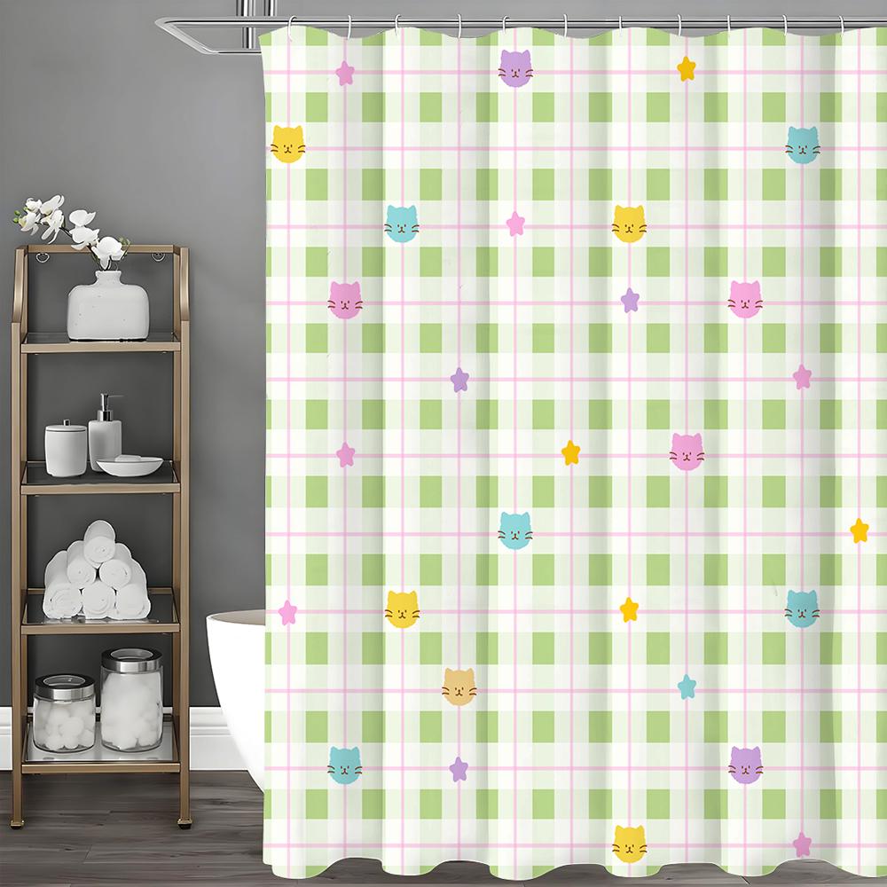 

Креативная геометрическая мультяшная занавеска для душа с клевером, декоративная занавеска для душа для ванной комнаты, водонепроницаемая занавеска для душа с крючком 90*180cm