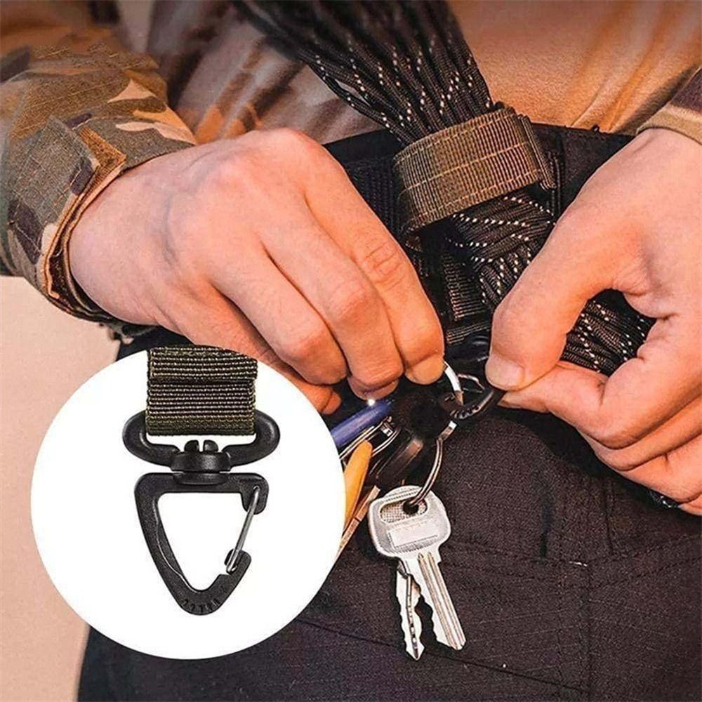 5pcs Plastic Alloy Camping Hiking Keychain Black Belt Clip New Triangle Carabiner  Outdoor Tool