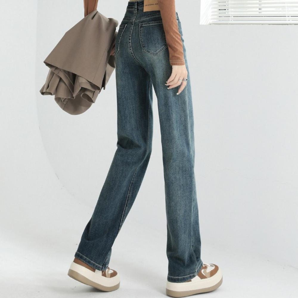 Spring High Waist Slim Straight Jeans for Women