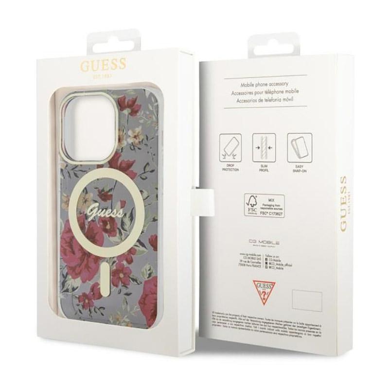 Guess Flower Magsafe - Etui Iphone 14 Pro (Zielony)
