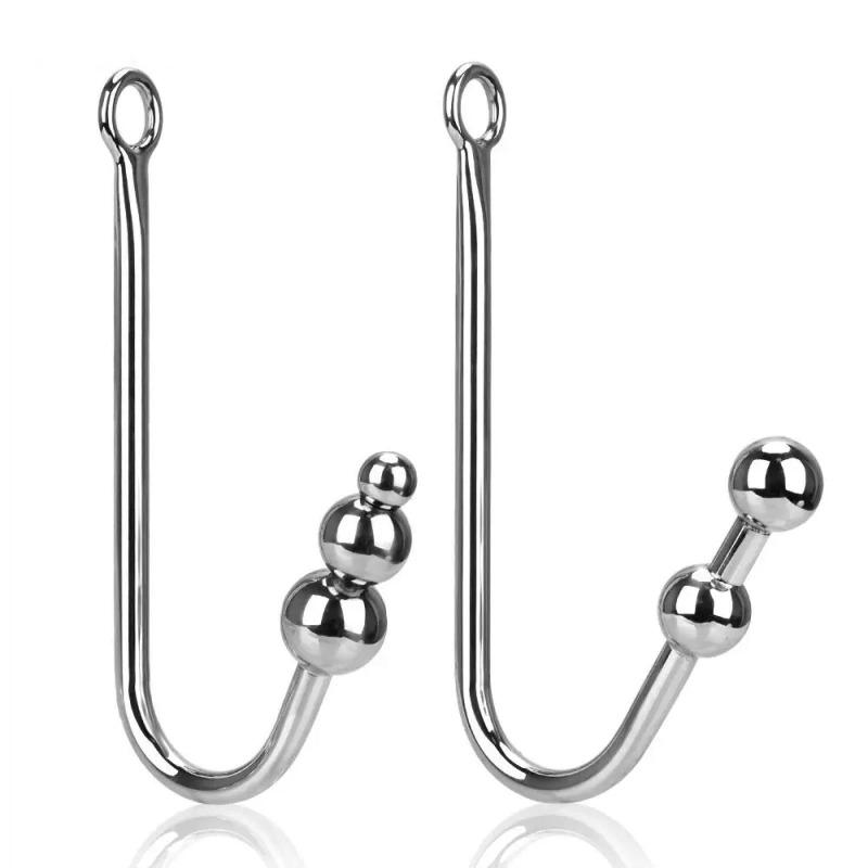 Stainless Steel Anal Hook With Anal Beads Hole Anal Hook Metal Butt Plug Anal Sex Toys Adult Product No Vibrator For Men Gay