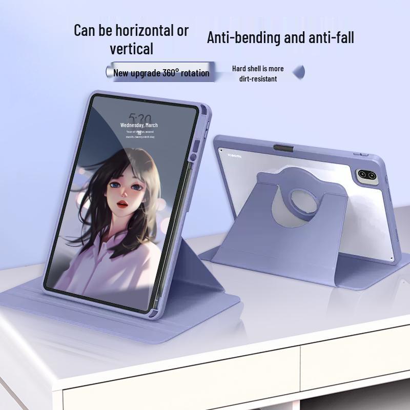 High-Transparency Rotating Protective Case for Apple, Huawei, Xiaomi Tablets - IPad Tri-Fold, Anti-Bend Design