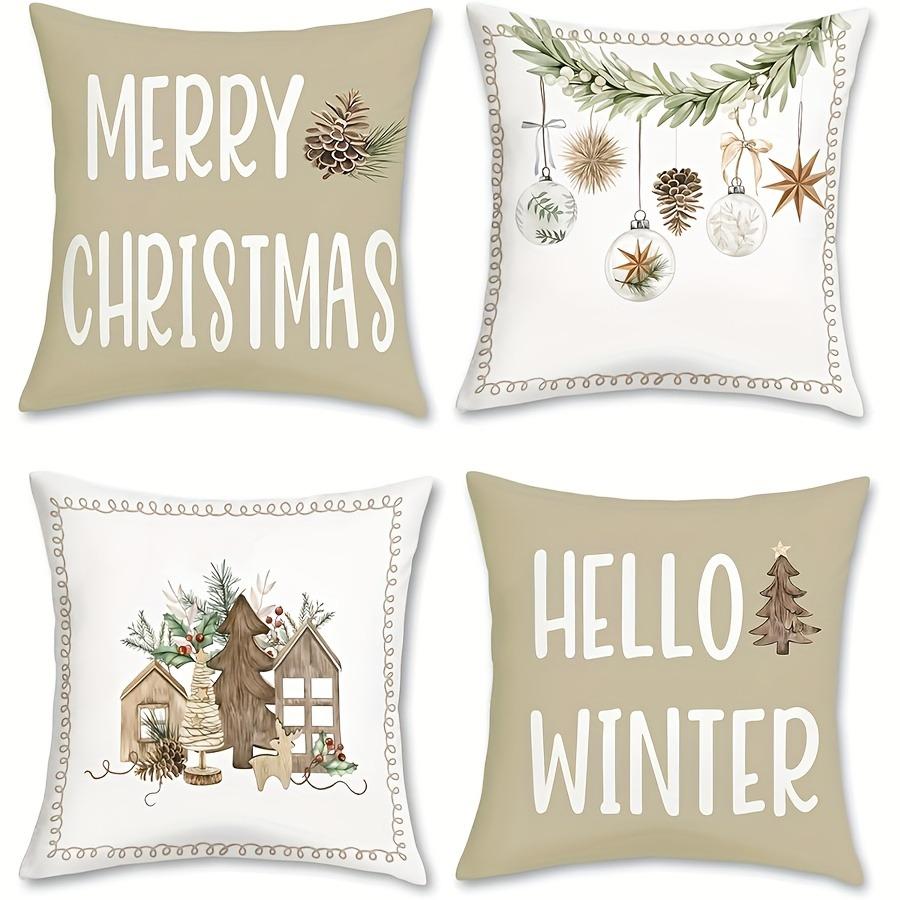 Christmas Themed Pillow Covers: MERRY CHRISTMAS, Festive Ornaments, Cozy Winter Greetings Sofa bed cushion cover,home decoration