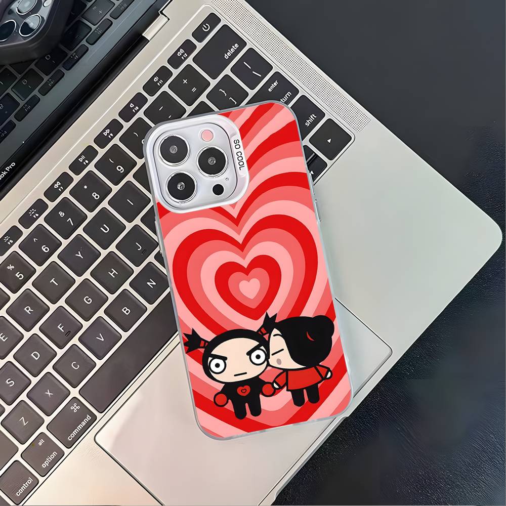 Pucca Cute Love Phone Case For iPhone 17,16,15,14,13,12,11,Pro,XS,Max,Plus,Mini,SE4,E White Matte Shockproof Cover