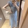 Dress women's summer new high-end sense super good-looking Platycodon wind floral long skirt waist and thin