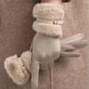 New Women Autumn and Winter Warm Gloves Korean Version Plush Fashionable Temperament Gloves Touch Screen Windproof Suede Gloves