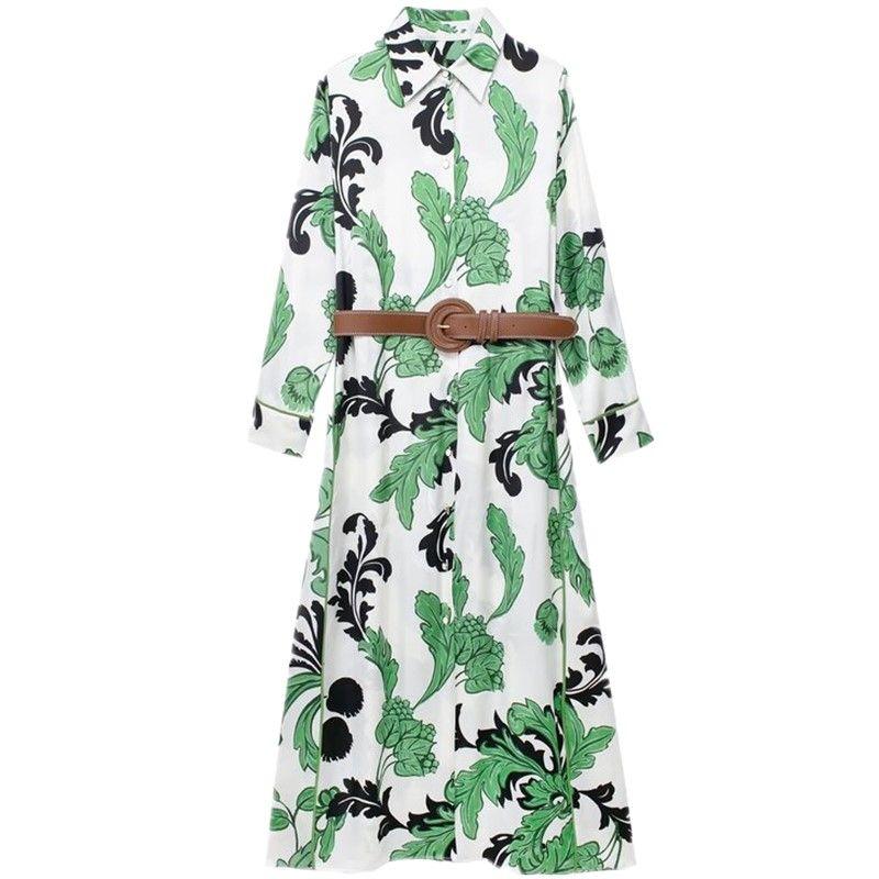 

Fashion Style 2024 Spring Drape with Belt Shirt Dress Picture color L