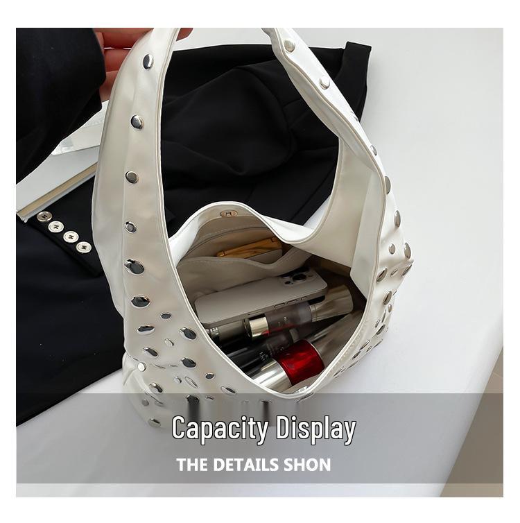 2025 Gothic Rivet Women's Cross-Body Commuter Bag - Large Capacity Bucket Style