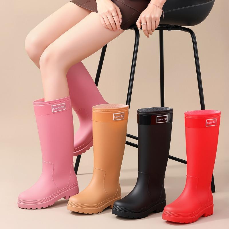 Women's extra high cm medium and big red rubber shoes wedding shoes women's shoes urban commuter water shoes sweet sa long tube rain shoes