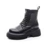 Fashion Boots 2025 Summer Leather Punched Short Tube Workwear Boots British Style Casual Fashion Versatile Women's Boots