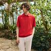 CHALLENGER Men'S Pq Blouson Raglan Cut-Out Short Sleeve Collared T-Shirt Red