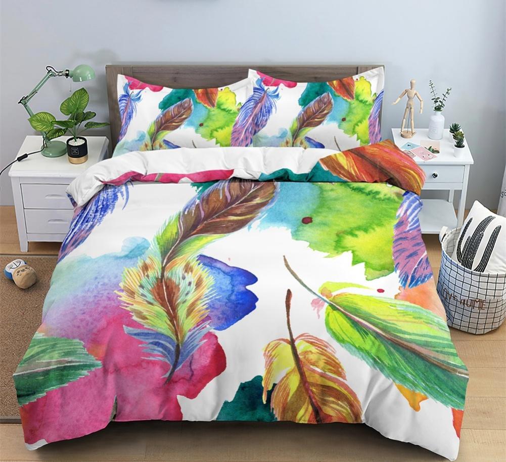 3d HD Printed Duvet Cover Queen King Size Watercolor Floral Set for Girls Teens Room Decor 3 Piece Set with 2 Pillowcases
