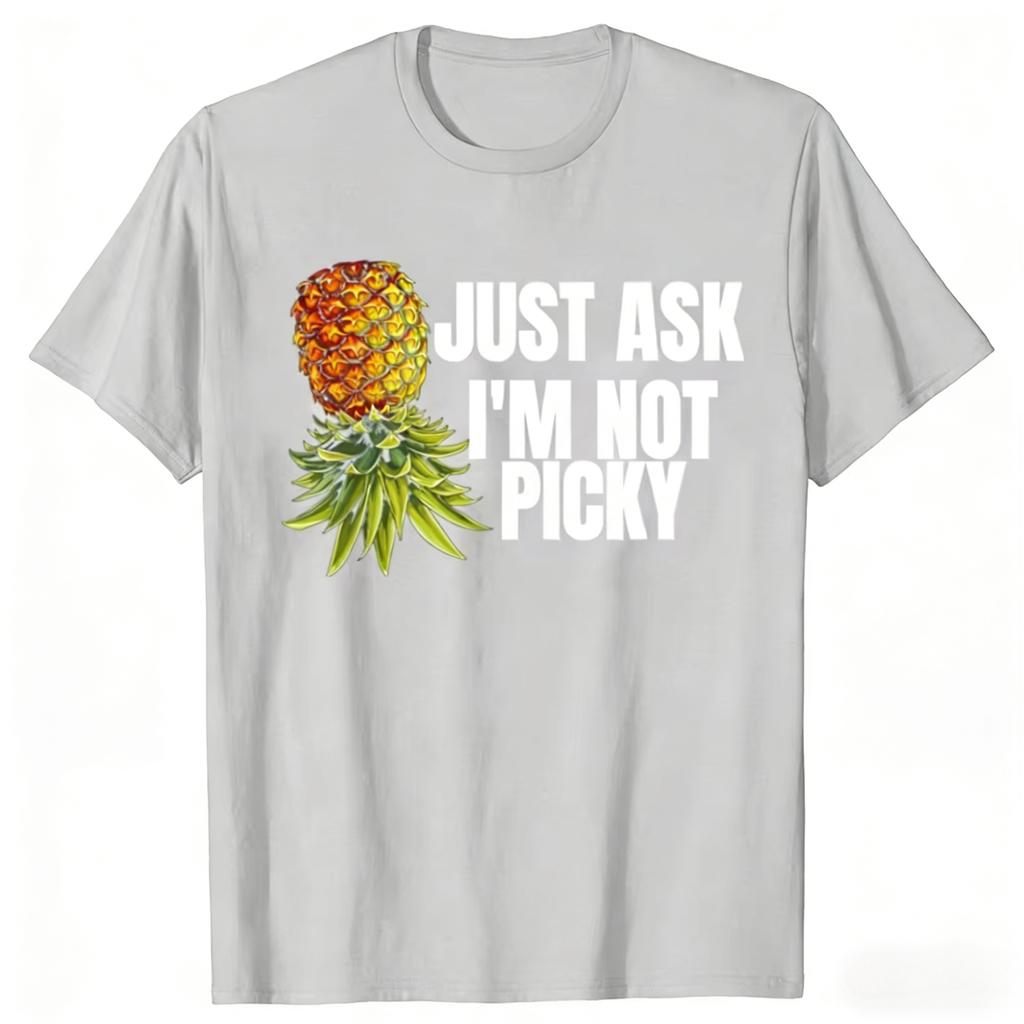 Swinger Party Funny Upside Down Pineapple Graphic T-shirts Men Women Fashion Casual Tshirt 100% Cotton Loose Oversized T Shirt