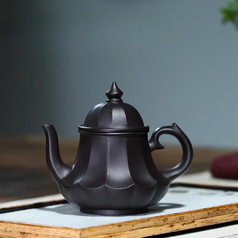 

1PCS 180ML Yixing Original Mineral Black Mud Chinese Retro Creative Irregular Purple Clay Teapot Zisha Tea Set