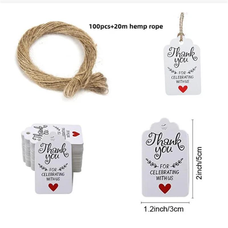 100pcs+20m hemp rope. Thank you for celebrating with us. Handmade tags, gift decorations, blank price tags