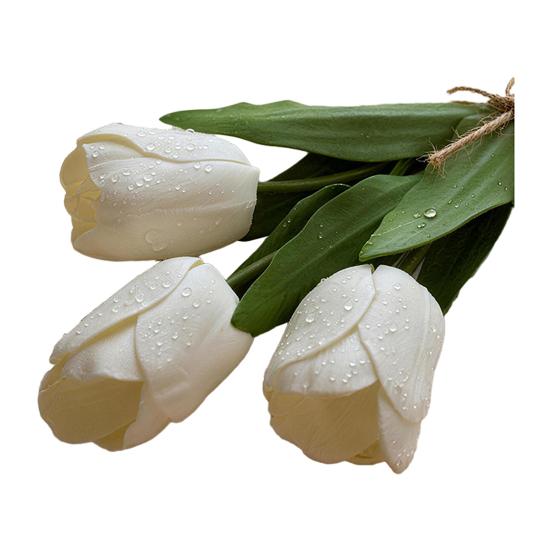 

Artificial Tulip Flower Realistic Tulip Bouquet Faux Silk Flower Arrangement for Home Office Wedding Party Mother s білий