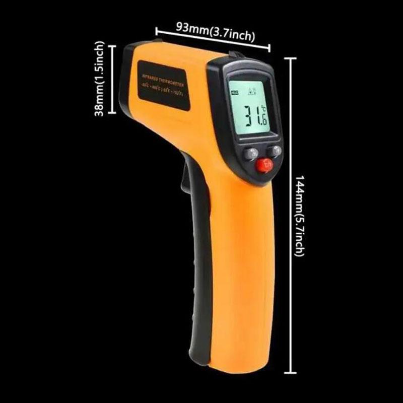 

Бесконтактный цифровой лазерный пистолетный инфракрасный термометр Температура -58F-716F(-50C-380C), Цифровой термометр для мяса с мгновенным считыванием Pack of 1