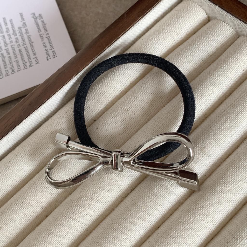 1/4pcs Silver Bow Side Hair Clip for Women; Exquisite Duckbill Clip for High Ponytail Hair Bands and Hair Rings