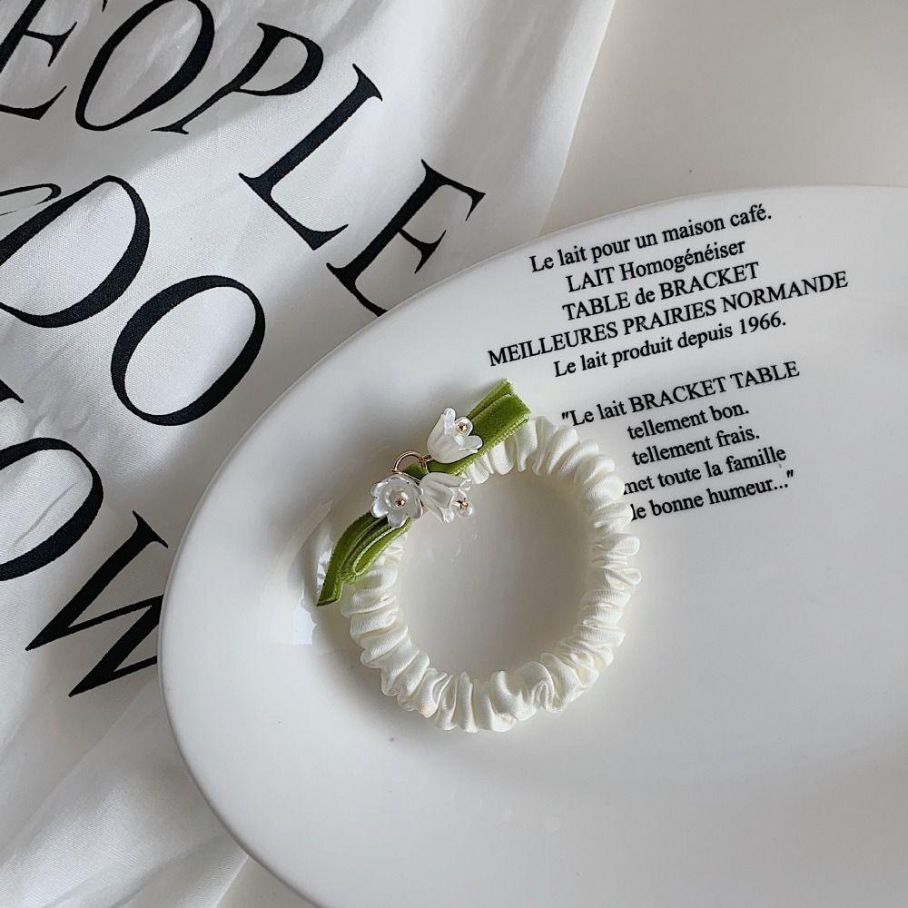 Convallaria Majalis Elastic Rubber Band Women Bow Hair Loop Korean Hair Accessory Flower Head Rope