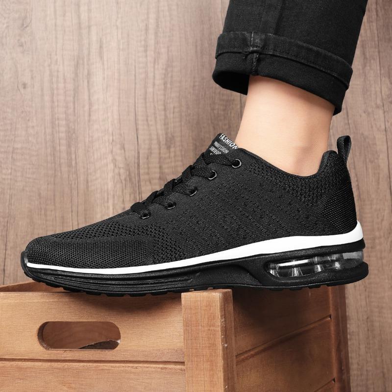Large Size Men's Shoes, Sports and Leisure, Fly Woven Breathable and Lightweight Running Shoes, Air Cushion Couple's Shoes