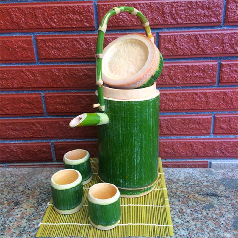 Handmade Bamboo Tea Set: Teapot & 3 Tea Cups