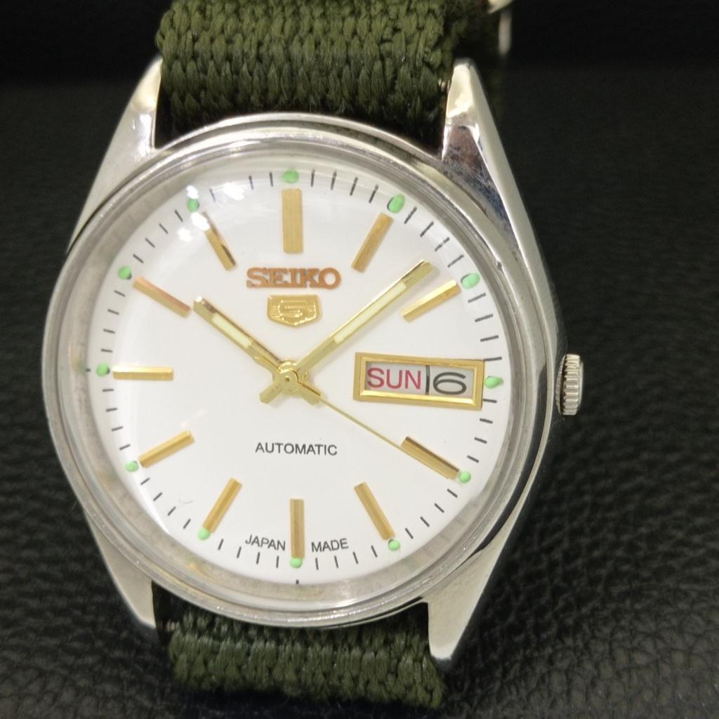 JAPAN VINTAGE SEIKO 5 AUTOMATIC 6309A MENS WHITE COLOR DIAL WATCH a701428-5 R206b-a701428