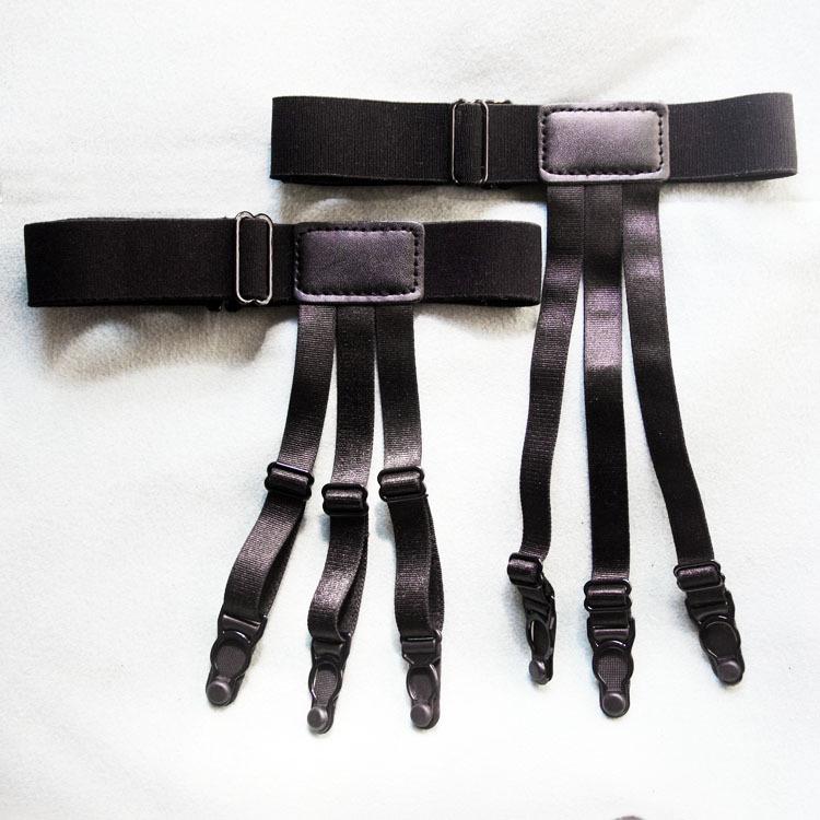 

Black Unisex Anti-Wrinkle Hem Clips and Non-Slip Thigh Garter One Size