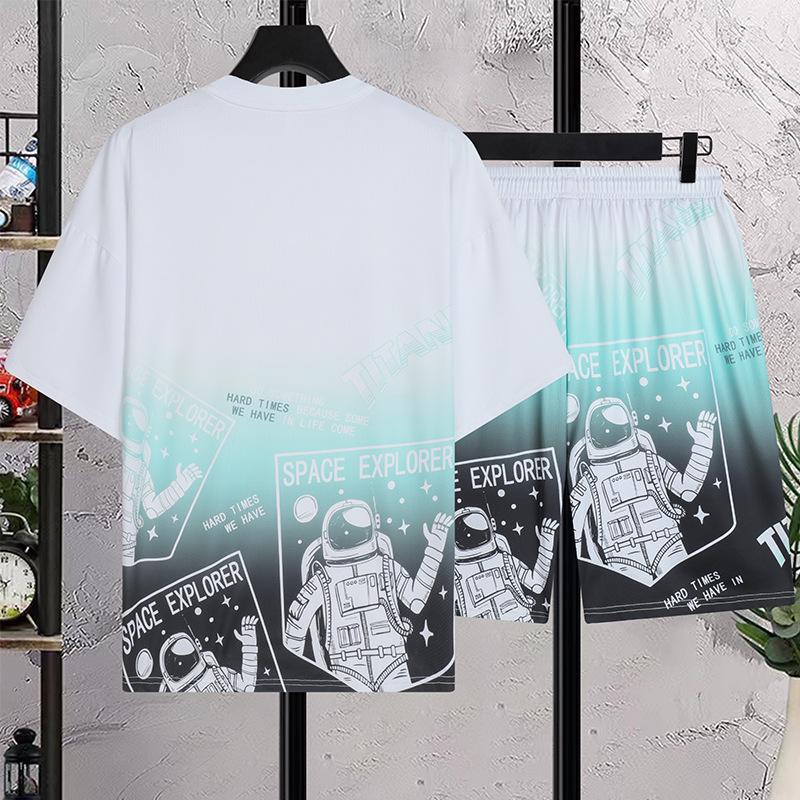 Men's Summer 2024 Casual Sports Suits: Ice Silk Short Sleeves + Shorts, New Youthful Styles